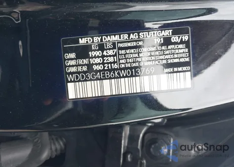 2019 Mercedes-Benz A 220 z USA, uszkodzony, nr VIN WDD3G4EB6KW013769